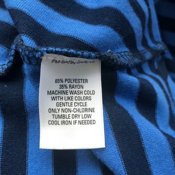 Indigo Sharkbite Hem Asymmetrical Striped Top Size Medium - Picture 9 of 10